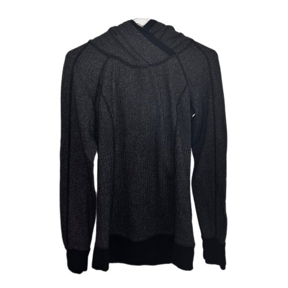 Lululemon Think Fast Hoodie Heathered Herringbone Pullover Black/Black Size 6 - Picture 7 of 12